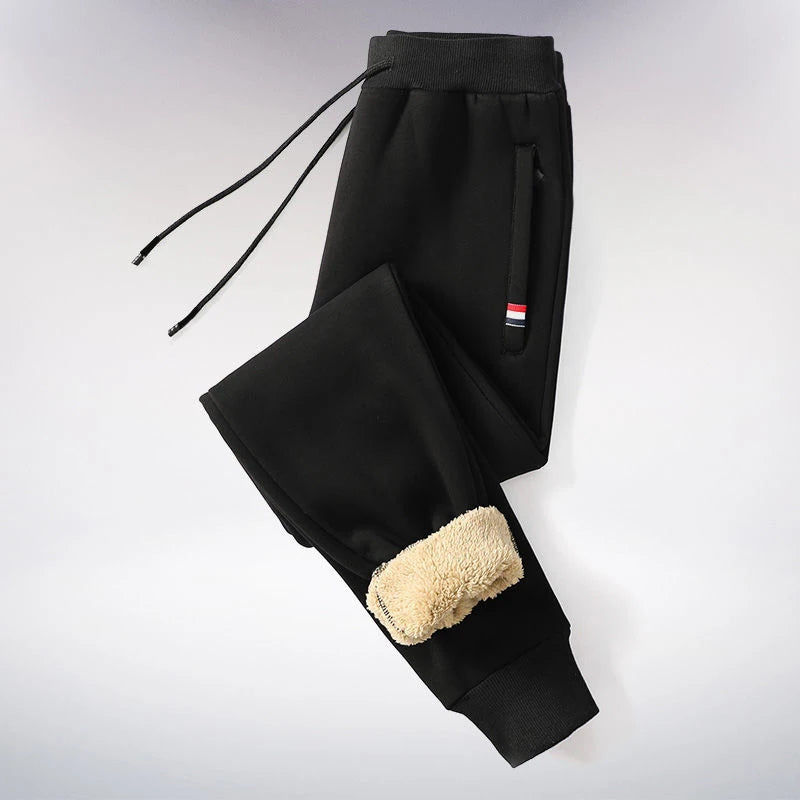 Winter Lambswool Warm Casual Pants Men's Fitness Jogging Sweatpants Male Solid Drawstring Bottoms  straight cut trowsers