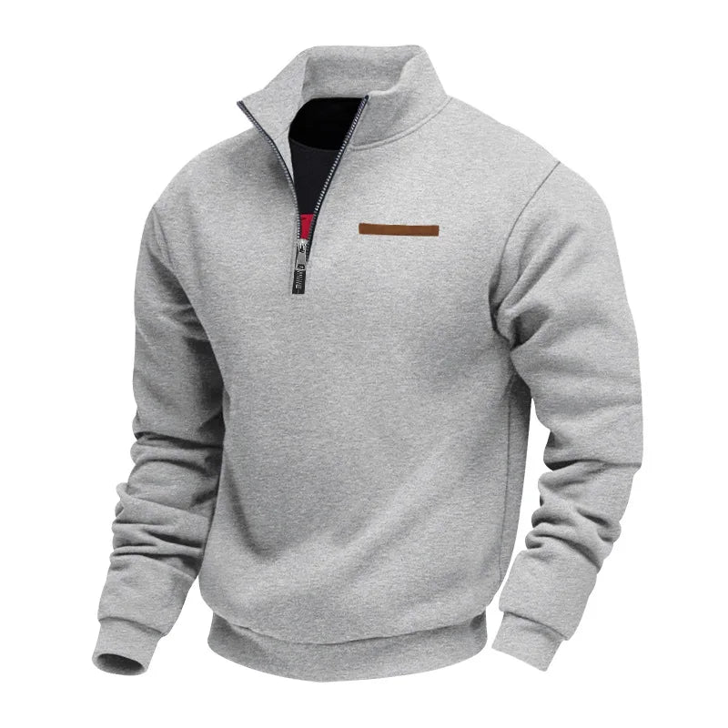 American autumn and winter heavy fleece long-sleeved men's sweater half zipper