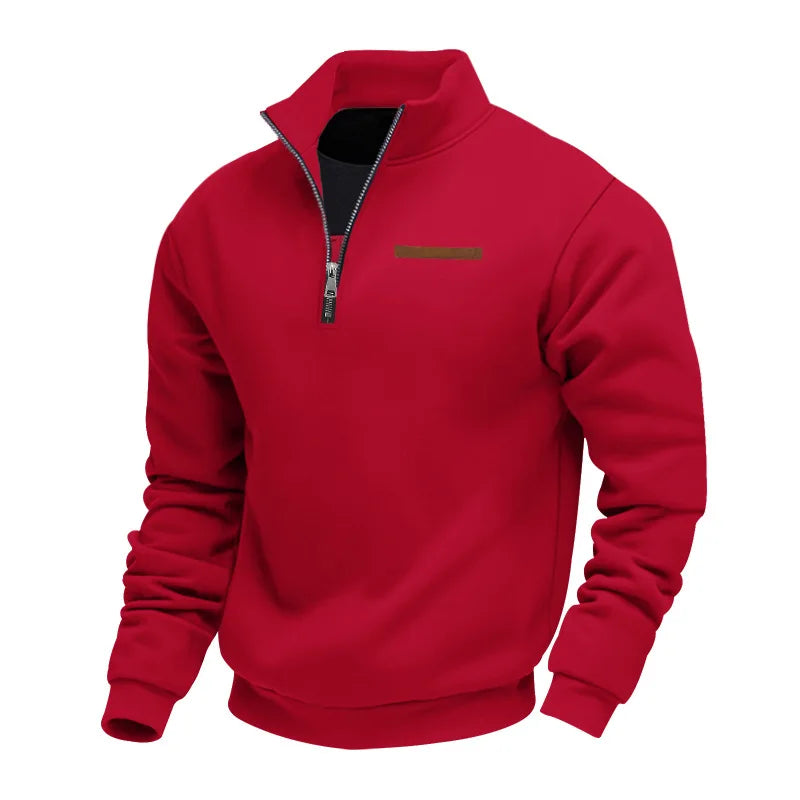 American autumn and winter heavy fleece long-sleeved men's sweater half zipper