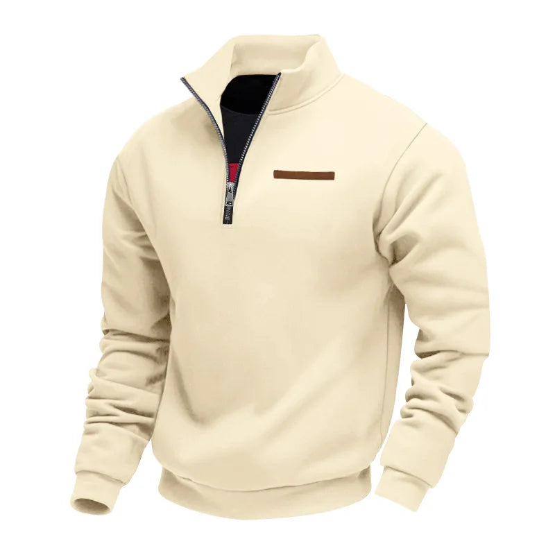 American autumn and winter heavy fleece long-sleeved men's sweater half zipper