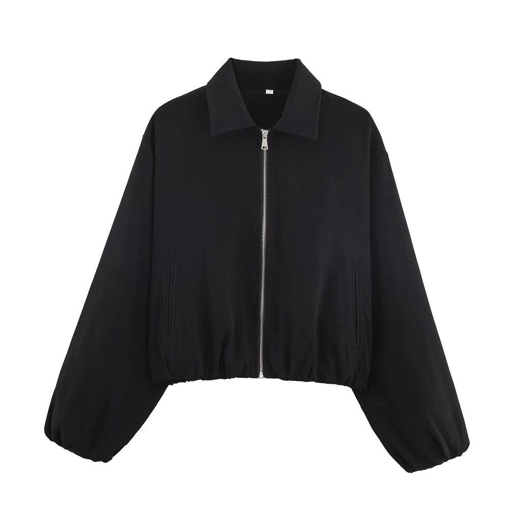 SLTNX Women's Bomber Jacket Zip Puffed Varsity Jackets for Women Cropped