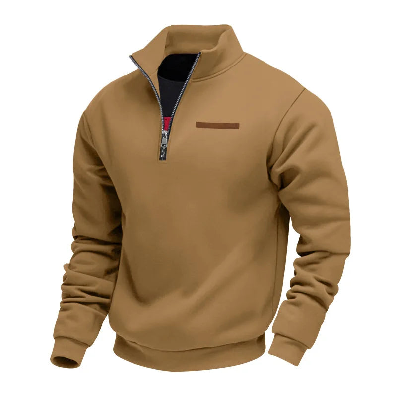 American autumn and winter heavy fleece long-sleeved men's sweater half zipper